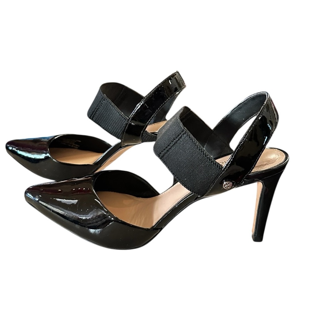Antonio Melani Black Patent Slingback Size 8.5 Pointed Toe Stretch Strap Pumps - Picture 6 of 12